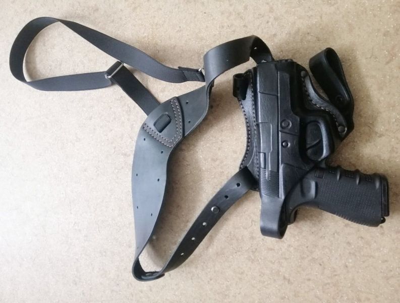 Кобура оперативна, нагрудна для Пістолета глок Glock 17 19, шкіряна, формування к006 фото