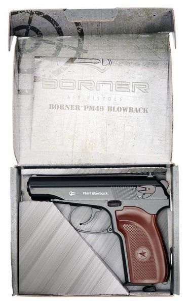 Пневматичний пістолет Макарова, Borner PM-49 Blowback, 4.5мм, Метал, Чорний pm49 Blowback фото