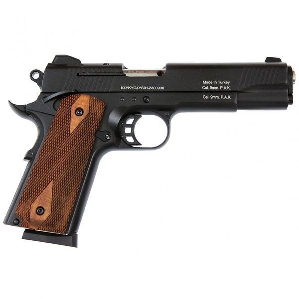 Стартовий пістолет Colt 1911, KUZEY 911#1 Black/Brown Wooden Grips, Сигнальний пістолет під холостий патрон 9мм, Шумовий 911#1 фото