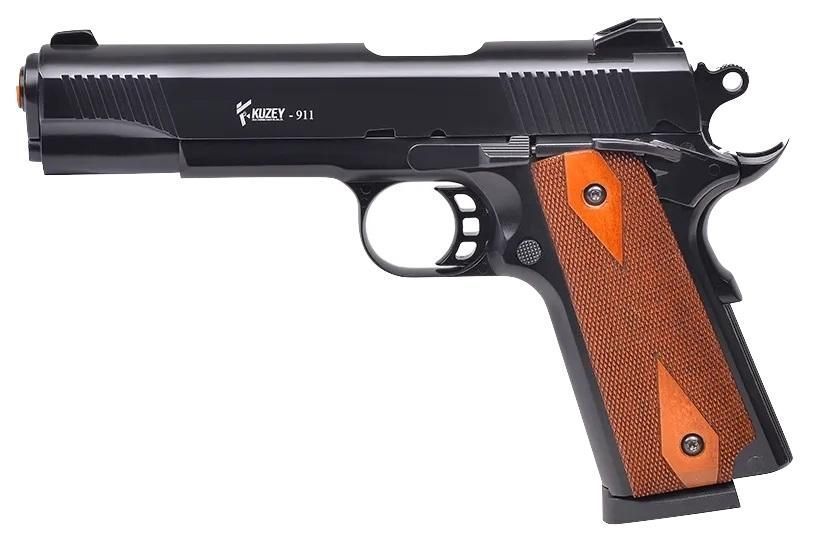 Стартовий пістолет Colt 1911, KUZEY 911#1 Black/Brown Wooden Grips, Сигнальний пістолет під холостий патрон 9мм, Шумовий 911#1 фото