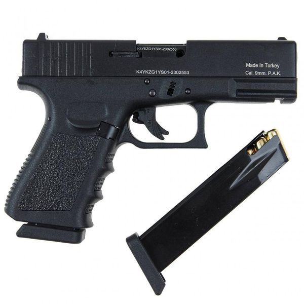 Стартовий пістолет Glock 17, KUZEY GN-19#1 Black, Сигнальний пістолет під холостий патрон 9мм, Шумовий GN-19#1 фото