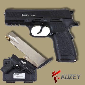 Стартовый пистолет KUZEY A-100#1 Black/Black Grips, Сигнальный пистолет под холостой патрон 9мм, Шумовой A-100#1 фото