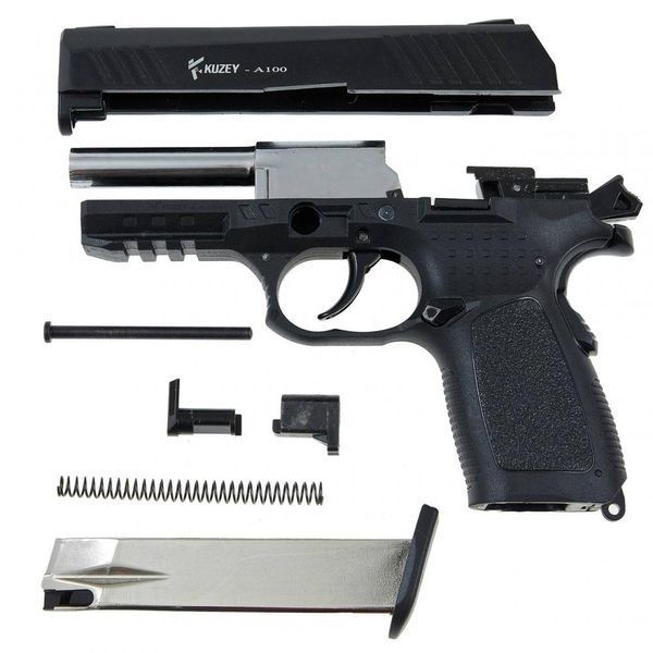 Стартовый пистолет KUZEY A-100#1 Black/Black Grips, Сигнальный пистолет под холостой патрон 9мм, Шумовой A-100#1 фото